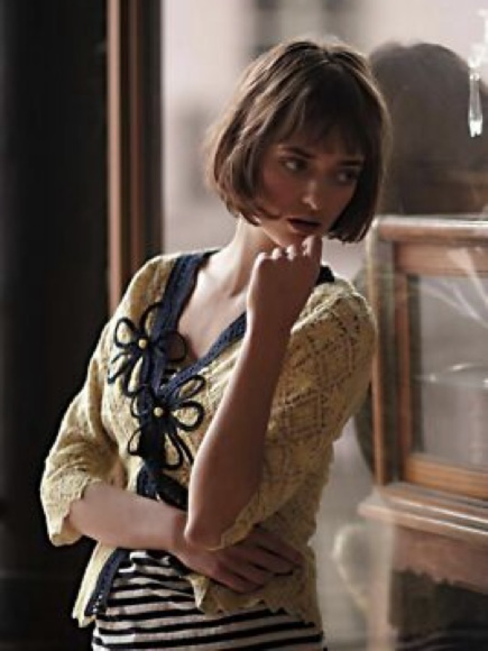 Anthropologie Field Flower Midnight Daisy Cardigan.